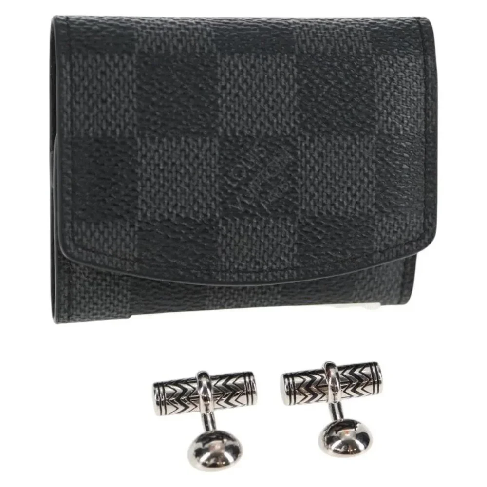 LOUIS VUITTON Damier Graphite Cuff Case Cufflinks M66948 LV Auth 143486V